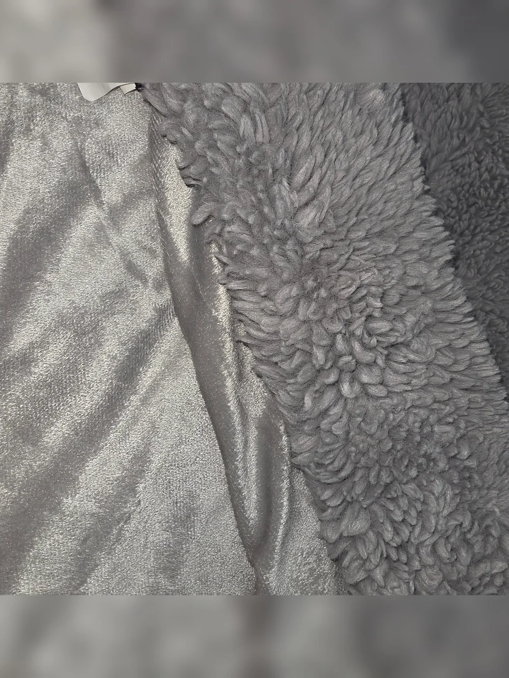 Tahari Light Gray Plush Faux Fur Throw